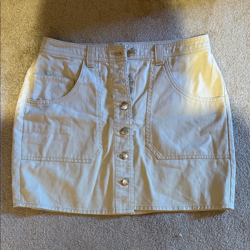 Old Navy Off-White Button-Up Mini Skirt